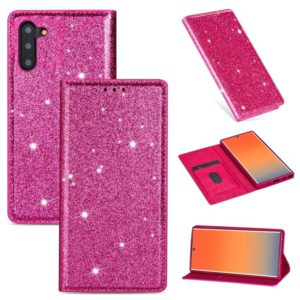 For Samsung Galaxy Note 10 Ultrathin Glitter Magnetic Horizontal Flip Leather Case with Holder & Card Slots(Rose Red) (OEM)