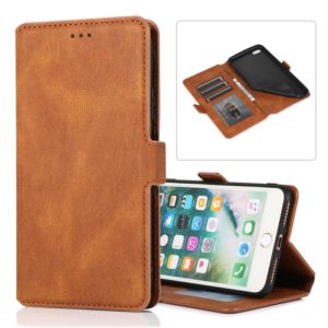 For iPhone 8 Plus / 7 Plus Retro Magnetic Closing Clasp Horizontal Flip Leather Case with Holder & Card Slots & Photo Frame & Wallet(Brown) (OEM)