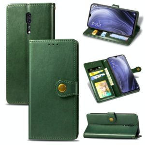 For OPPO Reno Z Retro Solid Color Leather Buckle Phone Case with Lanyard & Photo Frame & Card Slot & Wallet & Stand Function(Green) (OEM)