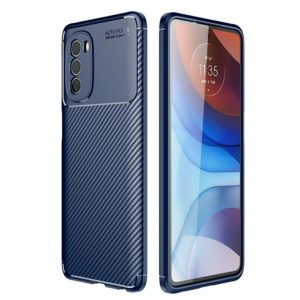 For Motorola Moto G51 Carbon Fiber Texture TPU Phone Case(Blue) (OEM)