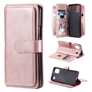 For LG K92 Multifunctional Magnetic Copper Buckle Horizontal Flip Solid Color Leather Case with 10 Card Slots & Wallet & Holder & Photo Frame(Rose Gold) (OEM)
