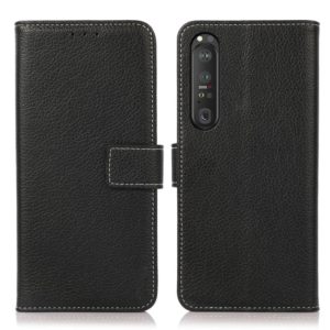 For Sony Xperia 1 III Litchi Texture PU + TPU Horizontal Flip Leather Case with Holder & Card Slots & Wallet(Black) (OEM)