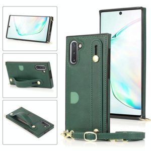 For Samsung Galaxy Note 10 Wrist Strap PU+TPU Shockproof Protective Case with Crossbody Lanyard & Holder & Card Slot(Green) (OEM)
