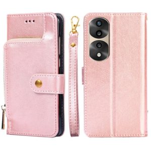 For Honor 70 Pro/70 Pro+ Zipper Bag PU + TPU Horizontal Flip Leather Phone Case(Rose Gold) (OEM)