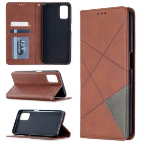 For Oppo A72 / A52 / A92 Rhombus Texture Horizontal Flip Magnetic Leather Case with Holder & Card Slots(Brown) (OEM)