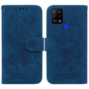 For Tecno Pova 4G Butterfly Rose Embossed Leather Phone Case(Blue) (OEM)