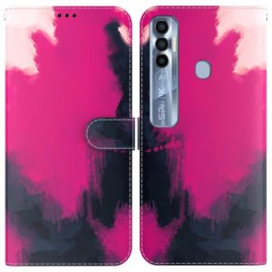 For Tecno Spark 7 Pro Watercolor Pattern Horizontal Flip Leather Phone Case(Berry Color) (OEM)