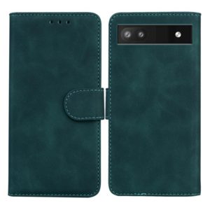 For Google Pixel 6a Skin Feel Pure Color Flip Leather Phone Case(Green) (OEM)