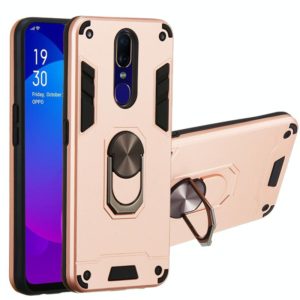 For OPPO F11 & A9 2 in 1 Armour Series PC + TPU Protective Case with Ring Holder(Rose Gold) (OEM)