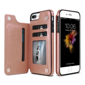 For iPhone 7 Plus / 8 Plus Retro PU Leather Case Multi Card Holders Phone Cases(Rose Gold) (OEM)