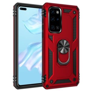 For Huawei P40 Shockproof TPU + PC Protective Case with 360 Degree Rotating Holder(Red) (OEM)