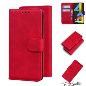 For Google Pixel 4a 4G Skin Feel Pure Color Flip Leather Phone Case(Red) (OEM)
