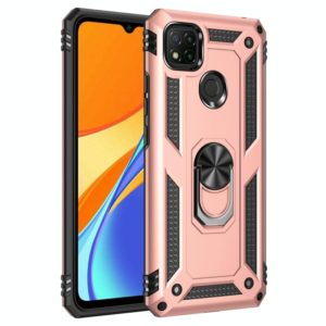 For Xiaomi Redmi 9C Shockproof TPU + PC Protective Case with 360 Degree Rotating Holder(Rose Gold) (OEM)