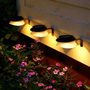 Punch-free Flying Saucer Solar Lamp Outdoor Garden Decoration Wall Lamp(Black Shell Warm Light) (OEM)