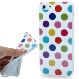 White and Colorful Dot Pattern Smooth TPU Case for iPhone 5 & 5s & SE & SE (OEM)