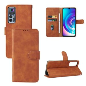 For TCL 30 5G/30+ 5G Skin Feel Magnetic Flip Leather Phone Case(Brown) (OEM)