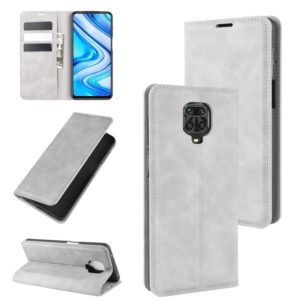 For Xiaomi Redmi Note 9 Pro / Note 9S / Note 9 Pro Max Retro-skin Business Magnetic Suction Leather Case with Holder & Card Slots & Wallet(Grey) (OEM)