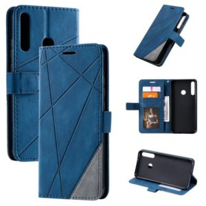 For Huawei P40 Lite E / Y7p / Honor 9C Skin Feel Splicing Horizontal Flip Leather Case with Holder & Card Slots & Wallet & Photo Frame(Blue) (OEM)