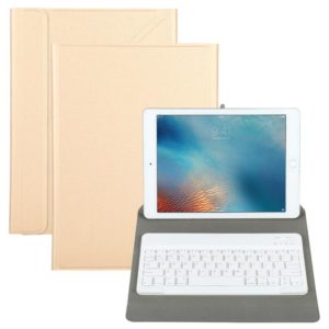 Universal Detachable Bluetooth Keyboard + Leather Tablet Case without Touchpad for iPad 9-10 inch, Specification:White Keyboard(Gold) (OEM)