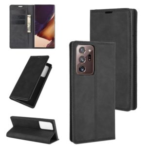 For Samsung Galaxy Note20 Ultra Retro-skin Business Magnetic Suction Leather Case with Holder & Card Slots & Wallet(Black) (OEM)