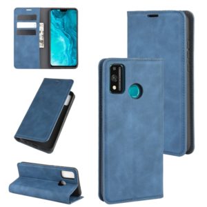For Huawei Honor 9X lite Retro-skin Business Magnetic Suction Leather Case with Holder & Card Slots & Wallet(Dark Blue) (OEM)