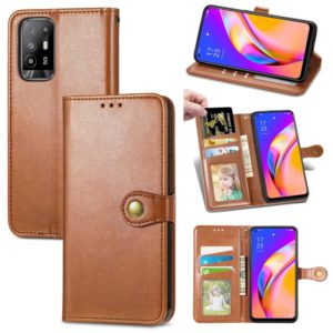 For OPPO A94 5G /F19 Pro+ 5G /Reno5 Z Solid Color Leather Buckle Phone Case with Lanyard & Photo Frame & Card Slot & Wallet & Stand Function(Brown) (OEM)
