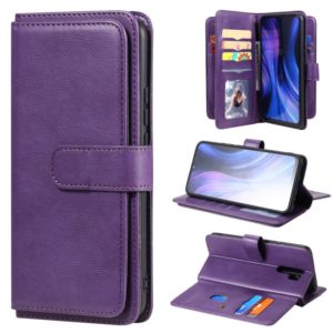 For Xiaomi Redmi 9 Multifunctional Magnetic Copper Buckle Horizontal Flip Solid Color Leather Case with 10 Card Slots & Wallet & Holder & Photo Frame(Purple) (OEM)
