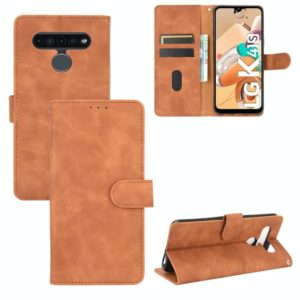 For LG K41S / K51S Solid Color Skin Feel Magnetic Buckle Horizontal Flip Calf Texture PU Leather Case with Holder & Card Slots & Wallet(Brown) (OEM)