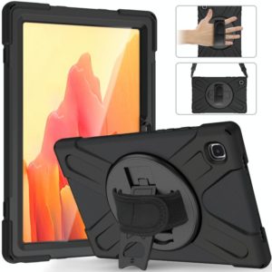For Samsung Galaxy Tab A7 10.4 2020 T500 / T505 Shockproof Colorful Silicone + PC Protective Case with Holder & Shoulder Strap & Hand Strap & Screen Protector(Black) (OEM)