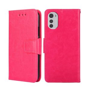 For Motorola Moto E32 4G Crystal Texture Leather Phone Case(Rose Red) (OEM)