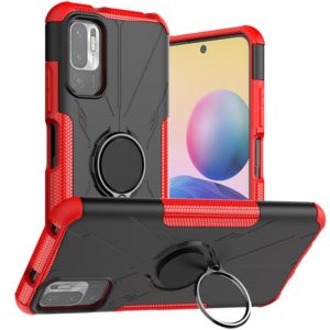 For Xiaomi Redmi Note 10 5G Armor Bear Shockproof PC + TPU Protective Case with Ring Holder(Red) (OEM)