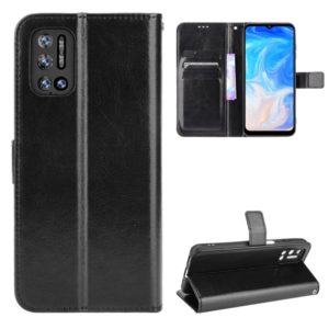 For Doogee N40 Pro Crazy Horse Texture Horizontal Flip Leather Case with Holder & Card Slots & Lanyard(Black) (OEM)