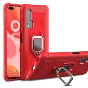 For Huawei nova 6 Carbon Fiber Protective Case with 360 Degree Rotating Ring Holder(Red) (OEM)