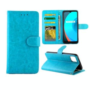 For OPPO Realme C11 Crazy Horse Texture Leather Horizontal Flip Protective Case with Holder & Card Slots & Wallet & Photo Frame(baby Blue) (OEM)