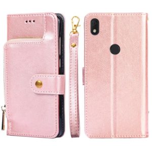 For alcatel Axel/Lumos Zipper Bag Leather Phone Case(Rose Gold) (OEM)