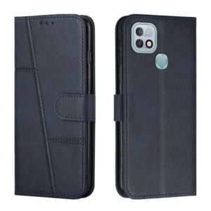 For Infinix Hot 10i Stitching Calf Texture Buckle Leather Phone Case(Blue) (OEM)