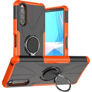 For Sony Xperia 10 III Armor Bear Shockproof PC + TPU Protective Case with Ring Holder(Orange) (OEM)
