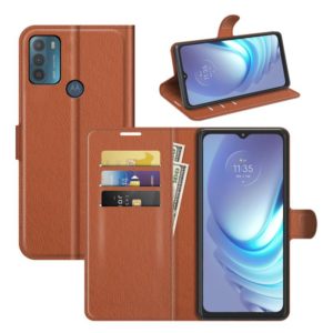 For Motorola Moto G50 Litchi Texture Horizontal Flip Protective Case with Holder & Card Slots & Wallet(Brown) (OEM)