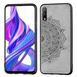 For Huawei Honor 9X Embossed Mandala Pattern PC + TPU + Fabric Phone Case with Lanyard & Magnetic(Gray) (OEM)