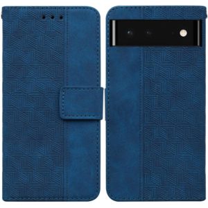 For Google Pixel 6 Geometric Embossed Leather Phone Case(Blue) (OEM)