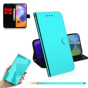 For Samsung Galaxy A31 Lmitated Mirror Surface Horizontal Flip Leather Case with Holder & Card Slots & Wallet & Lanyard(Mint Green) (OEM)
