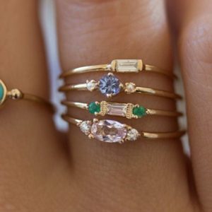 4 PCS Women Vintage Bohemian Crystal Zircon Ring Set, Ring Size:8 (OEM)