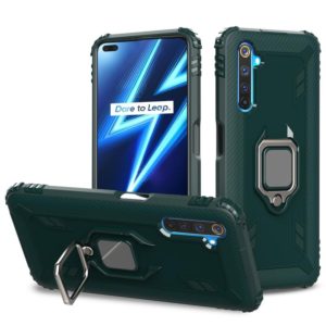 For OPPO Realme 6 Pro Carbon Fiber Protective Case with 360 Degree Rotating Ring Holder(Green) (OEM)