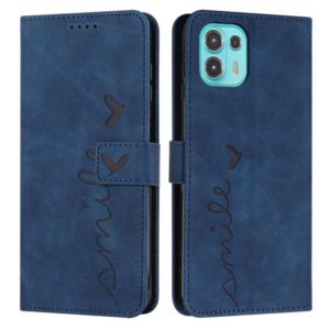 For Motorola Edge 20 Lite Skin Feel Heart Pattern Leather Phone Case(Blue) (OEM)