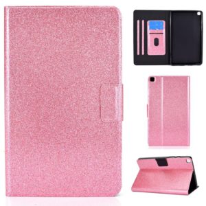 For Samsung Galaxy Tab A7 Lite T220 Glitter Horizontal Flip Leather Case with Holder & Card Slots(Pink) (OEM)