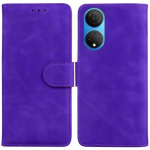 For Honor X7 Skin Feel Pure Color Flip Leather Phone Case(Purple) (OEM)