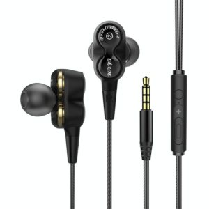 D12 1.2m Wired In Ear 3.5mm Interface Stereo Wire-Controlled HIFI Earphones Dual-motion Loop Running Game Music Headset With Packaging(Black) (OEM)