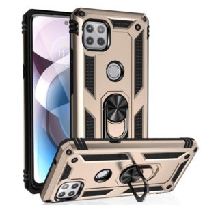 For Motorola Moto One 5G Ace Shockproof TPU + PC Protective Case with 360 Degree Rotating Holder(Gold) (OEM)
