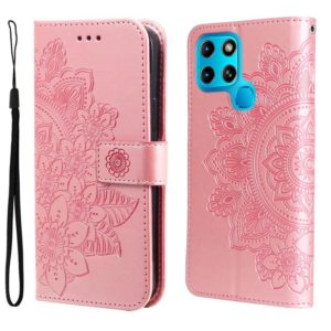 For Infinix Smart 6 7-petal Flowers Embossed Flip Leather Phone Case(Rose Gold) (OEM)