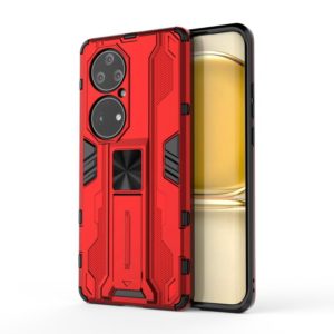 For Huawei P50 Pro Supersonic PC + TPU Shock-proof Protective Case with Holder(Red) (OEM)